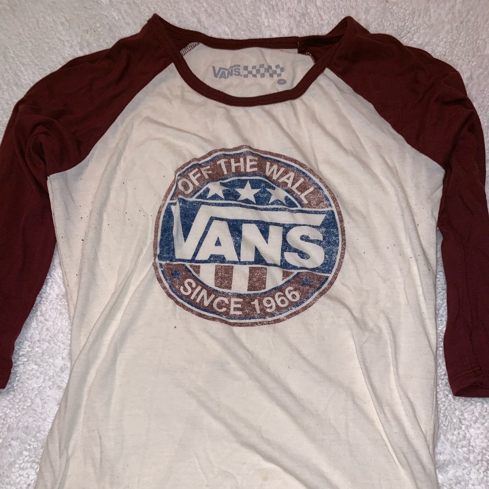 Vintage vans maroon and cream half sleeve tee.